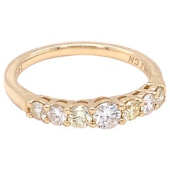 0.45 Carat Yellow & White Diamond Band Ring in 14k Yellow Gold