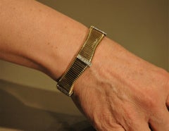 0.45 Carats Diamonds, Yellow and White Gold Semi-Rigid Bracelet