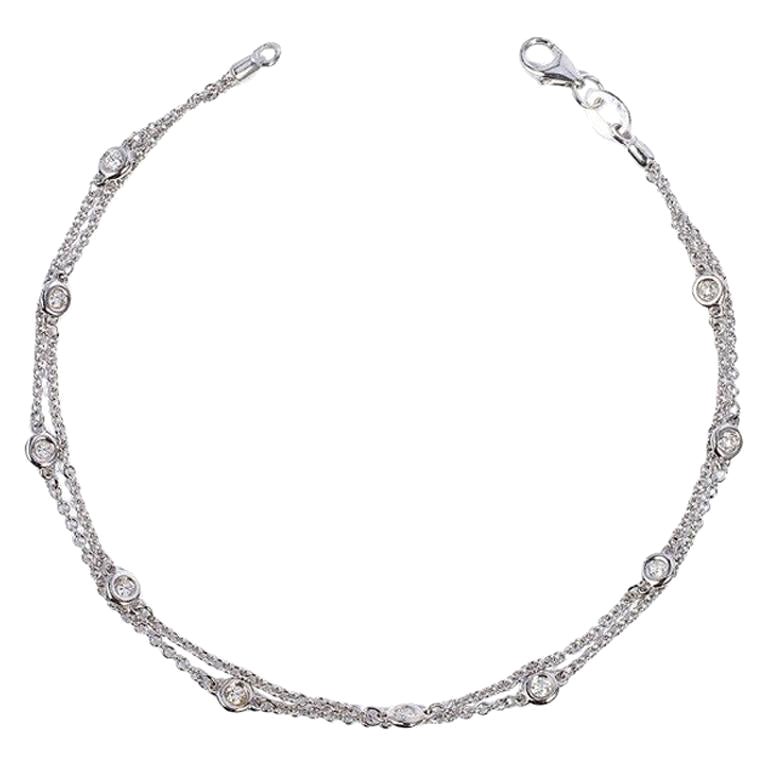 0,45 Karat Double Row Diamond by the Yard Armband Weißgold 14K