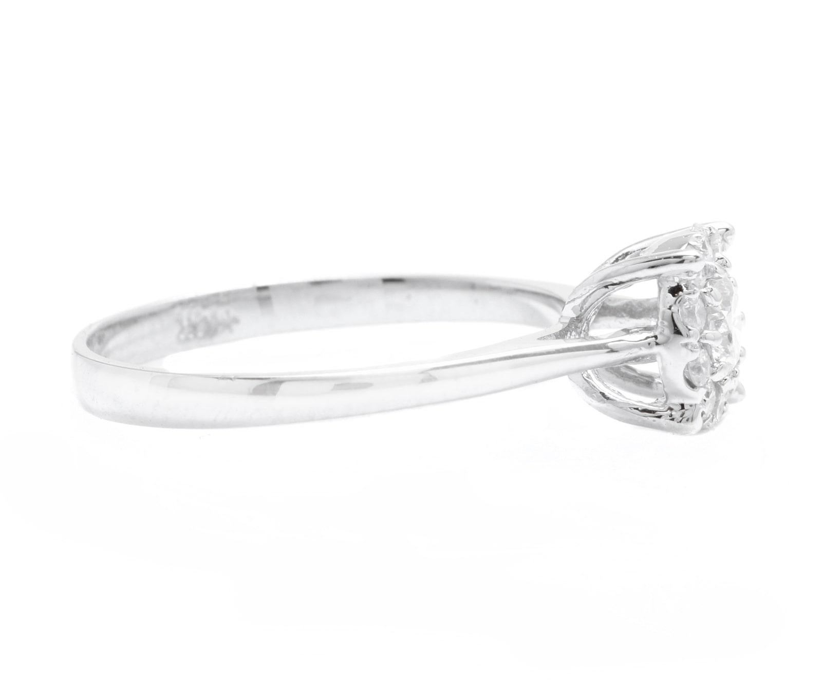 Mixed Cut 0.45 Carats Natural Diamond 18k Solid White Gold Band Ring For Sale