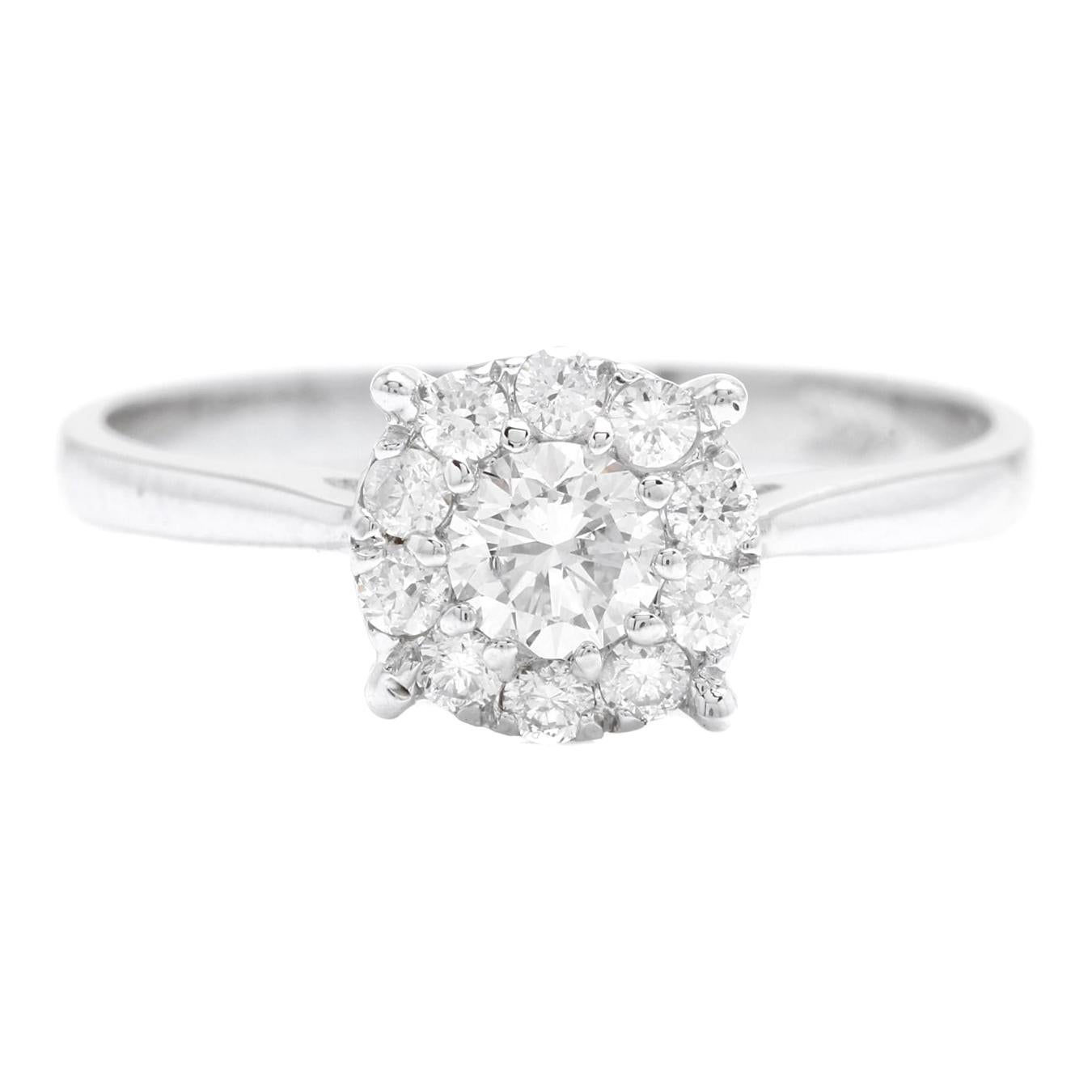 0.45 Carats Natural Diamond 18k Solid White Gold Band Ring For Sale
