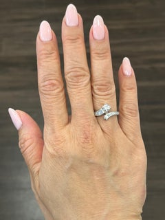 14k White Gold Round & Baguette Diamond Ring – 0.45 Ct