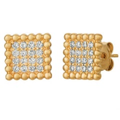 0.45 Ct Natural Diamond Square Earrings G-H SI 14K Yellow Gold