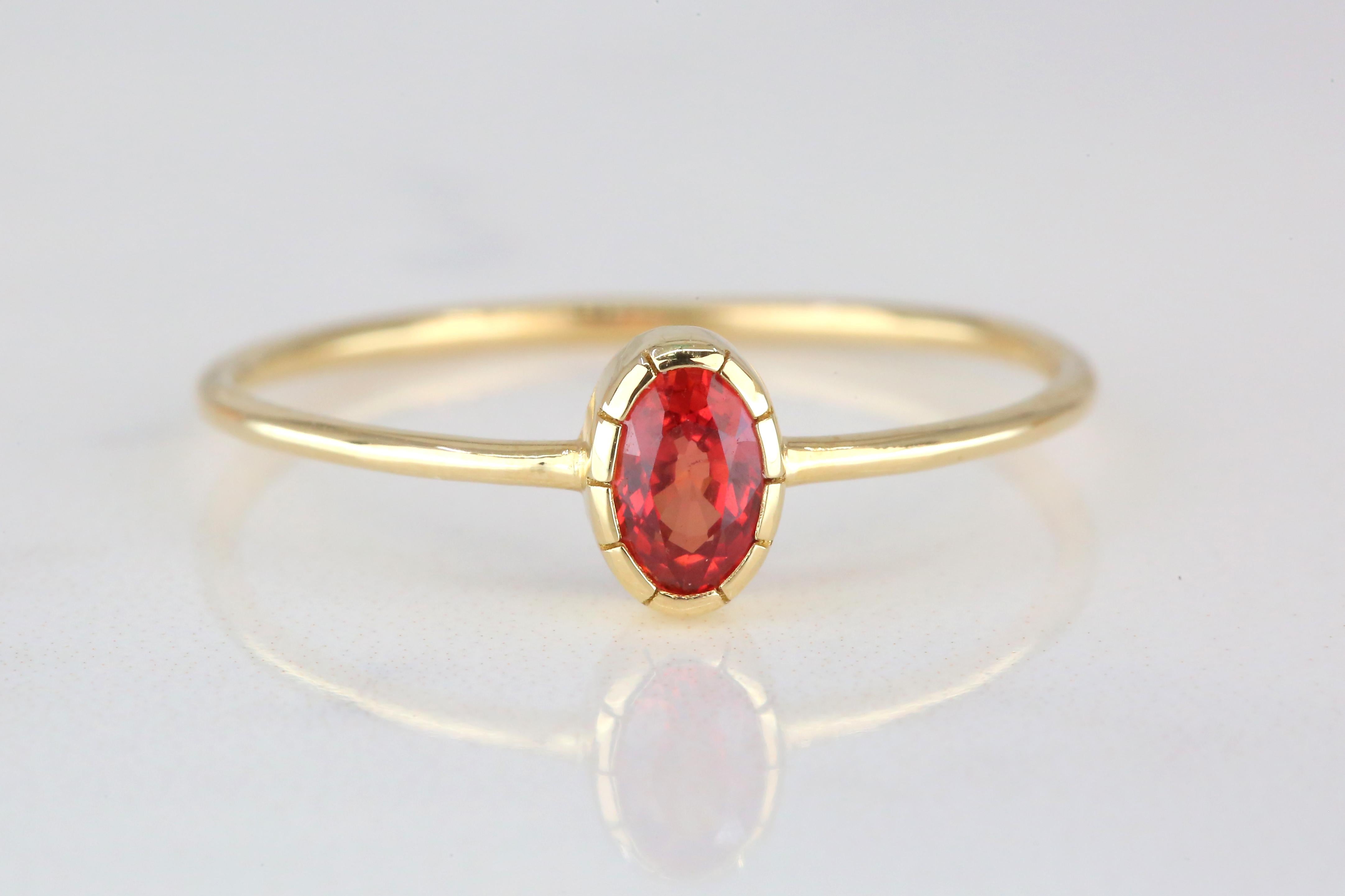 For Sale:  0.45 Ct Oval Cut Red Sapphire 14K Gold Birthstone Ring, Casual Ring 3