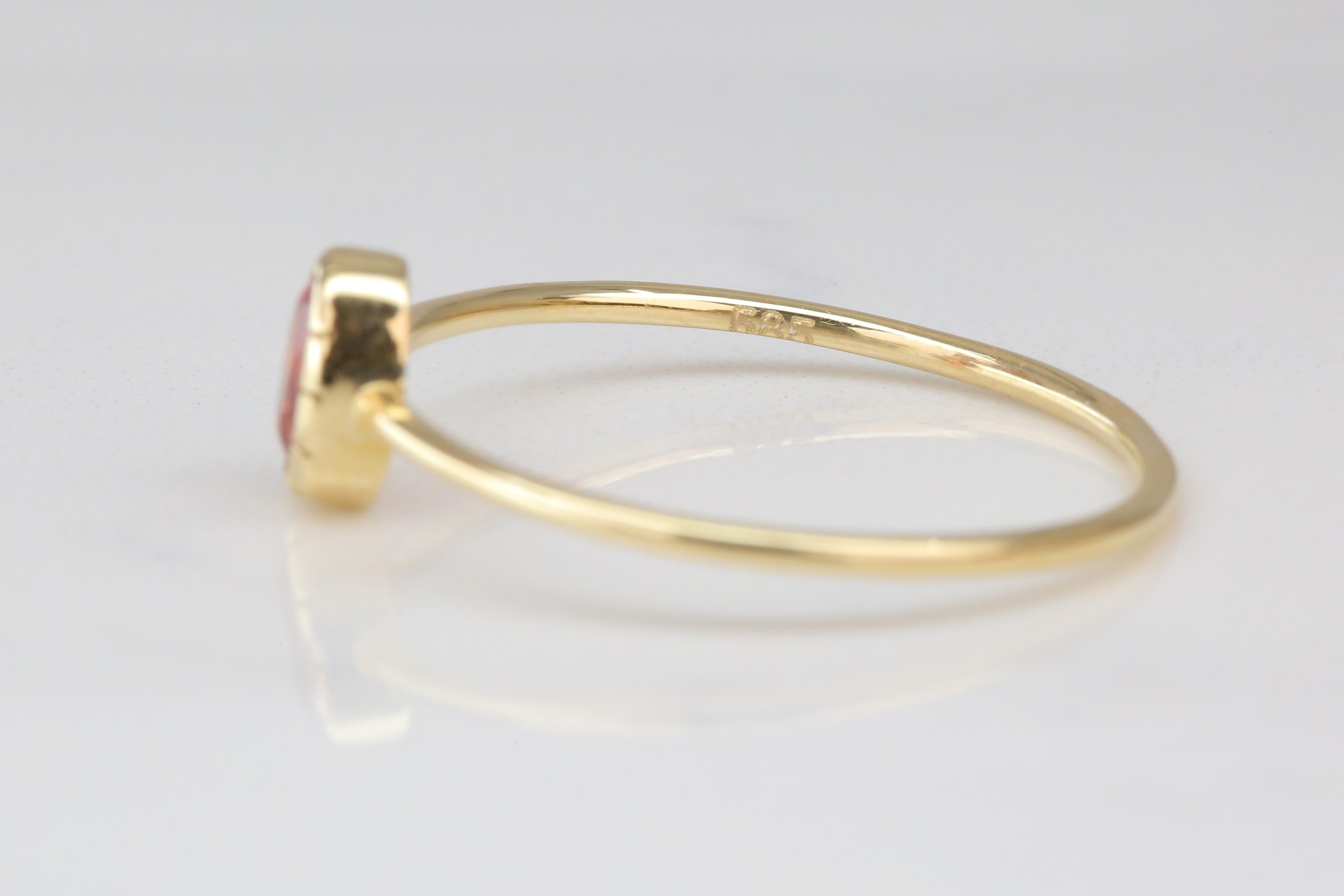 0.45 Ct Oval Cut Red Sapphire 14K Gold Birthstone Ring, Casual Ring 8