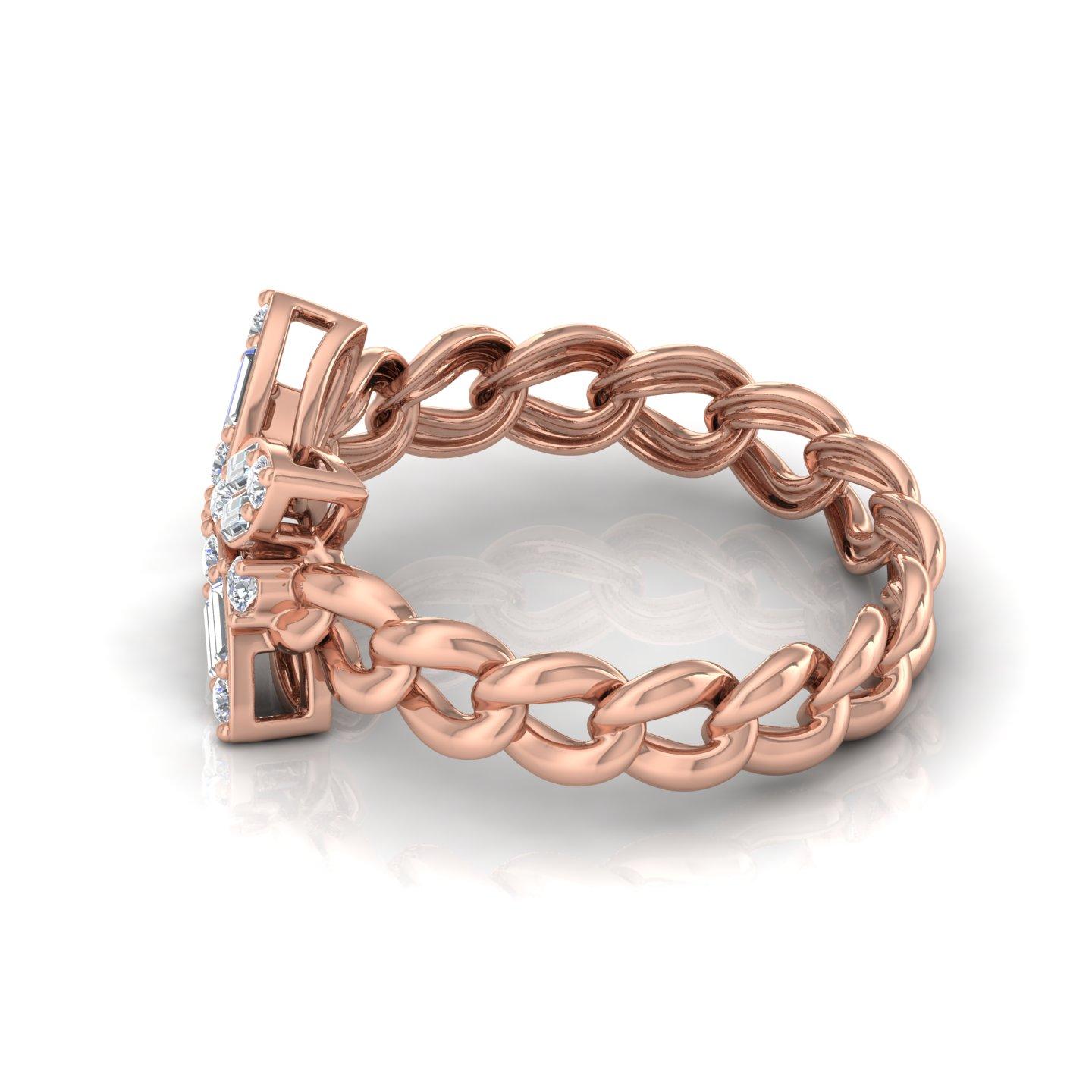 For Sale:  0.45 Ct SI Clarity HI Color Baguette Diamond Chain Band Ring 18 Karat Rose Gold 4
