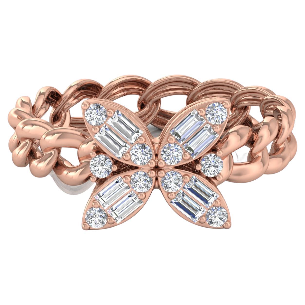 For Sale:  0.45 Ct SI Clarity HI Color Baguette Diamond Chain Band Ring 18 Karat Rose Gold
