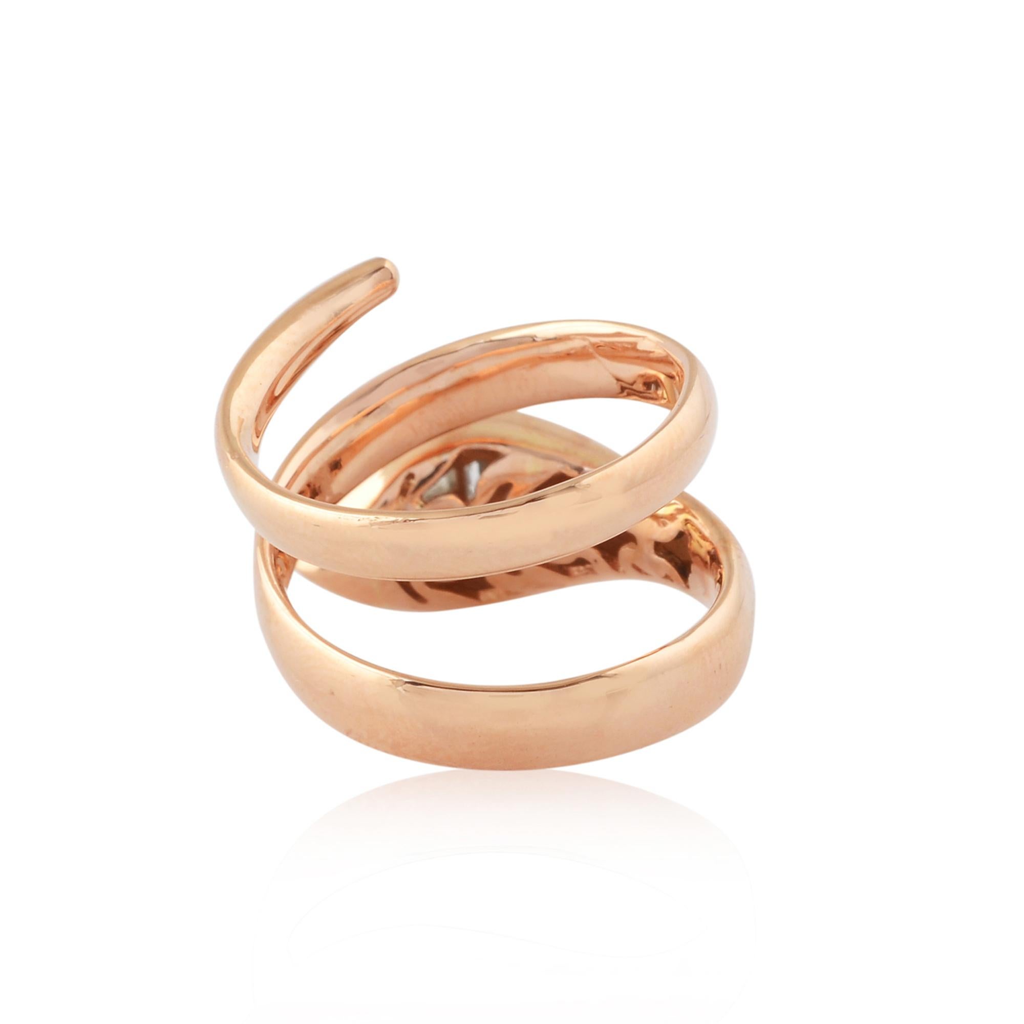 For Sale:  0.45 Ct. SI Clarity HI Color Baguette Round Diamond Wrap Ring 18 Karat Rose Gold 2