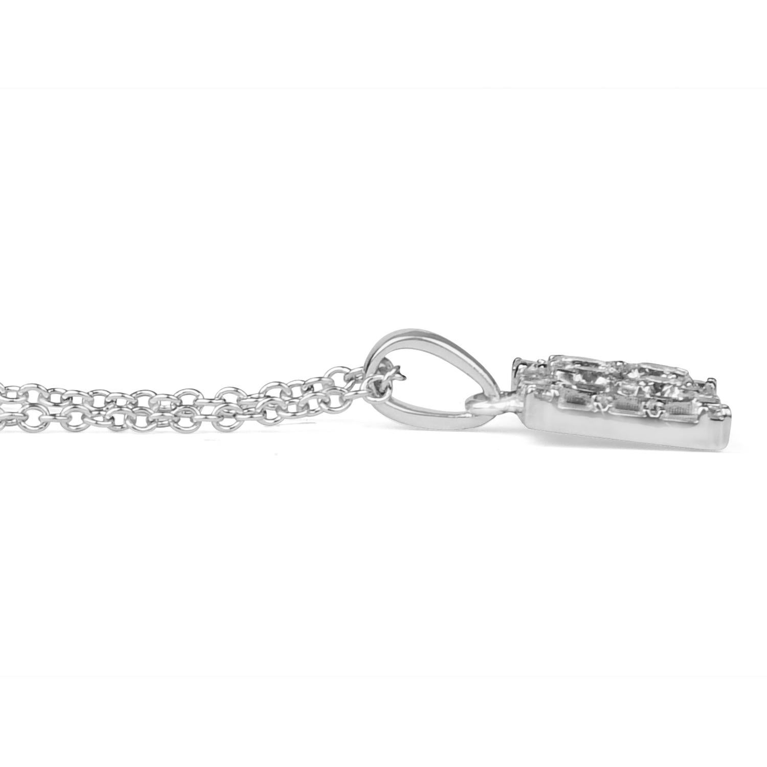 Round Cut 0.45 carat Round & Baguette Certified Diamond  Pendant/Necklace in 14kt White For Sale