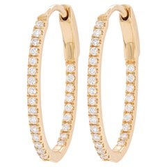 0.45 Carat Diamond 18 Carat Yellow Gold Oval Hoop Earrings