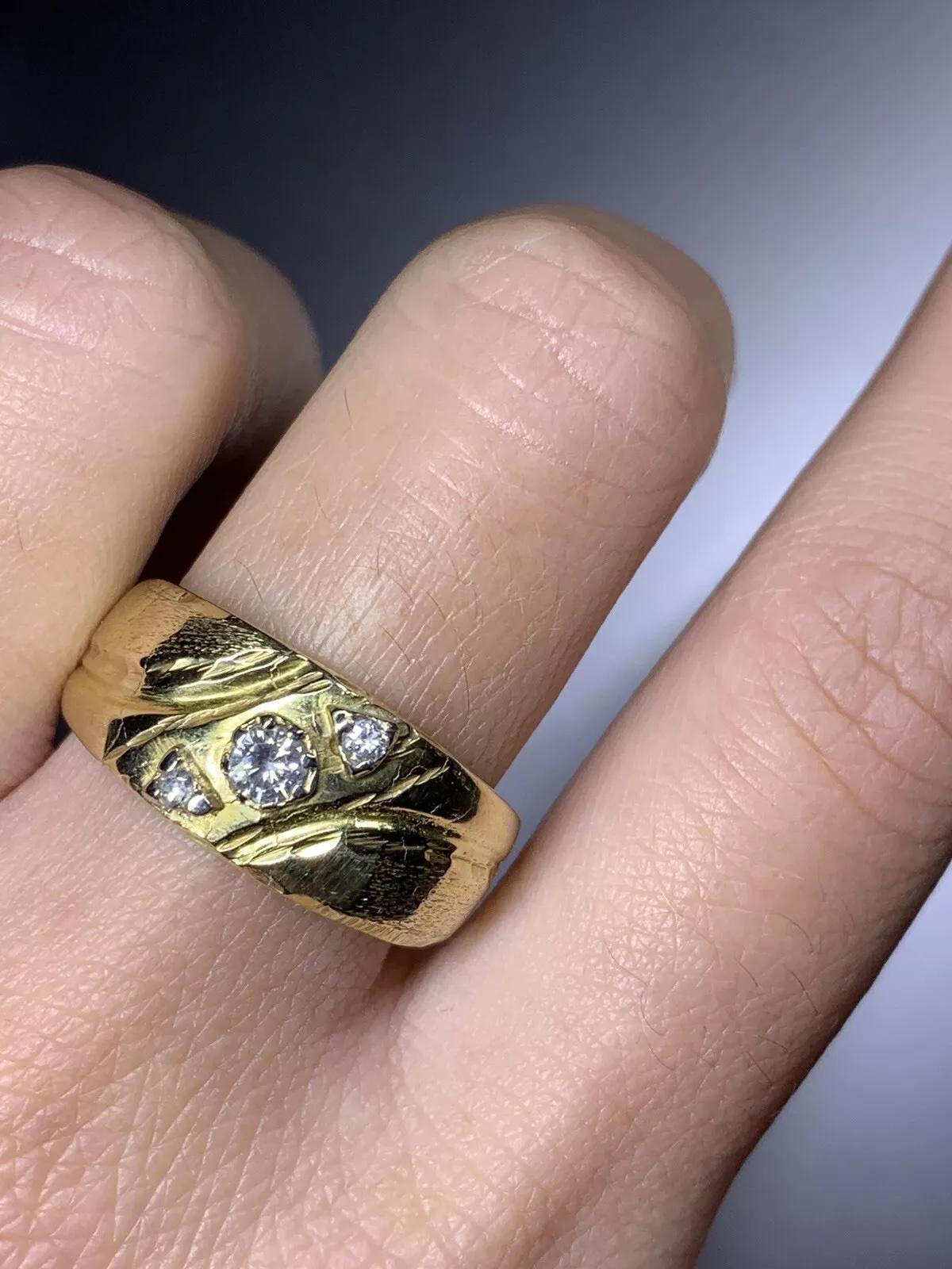 Taglio rotondo Anello di fidanzamento con diamante art déco di 0,45 ct in oro 14 ct 7,1 g in vendita