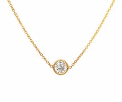 0.45ct Diamond Bezel Set Solitaire Necklace in 14K Yellow Gold