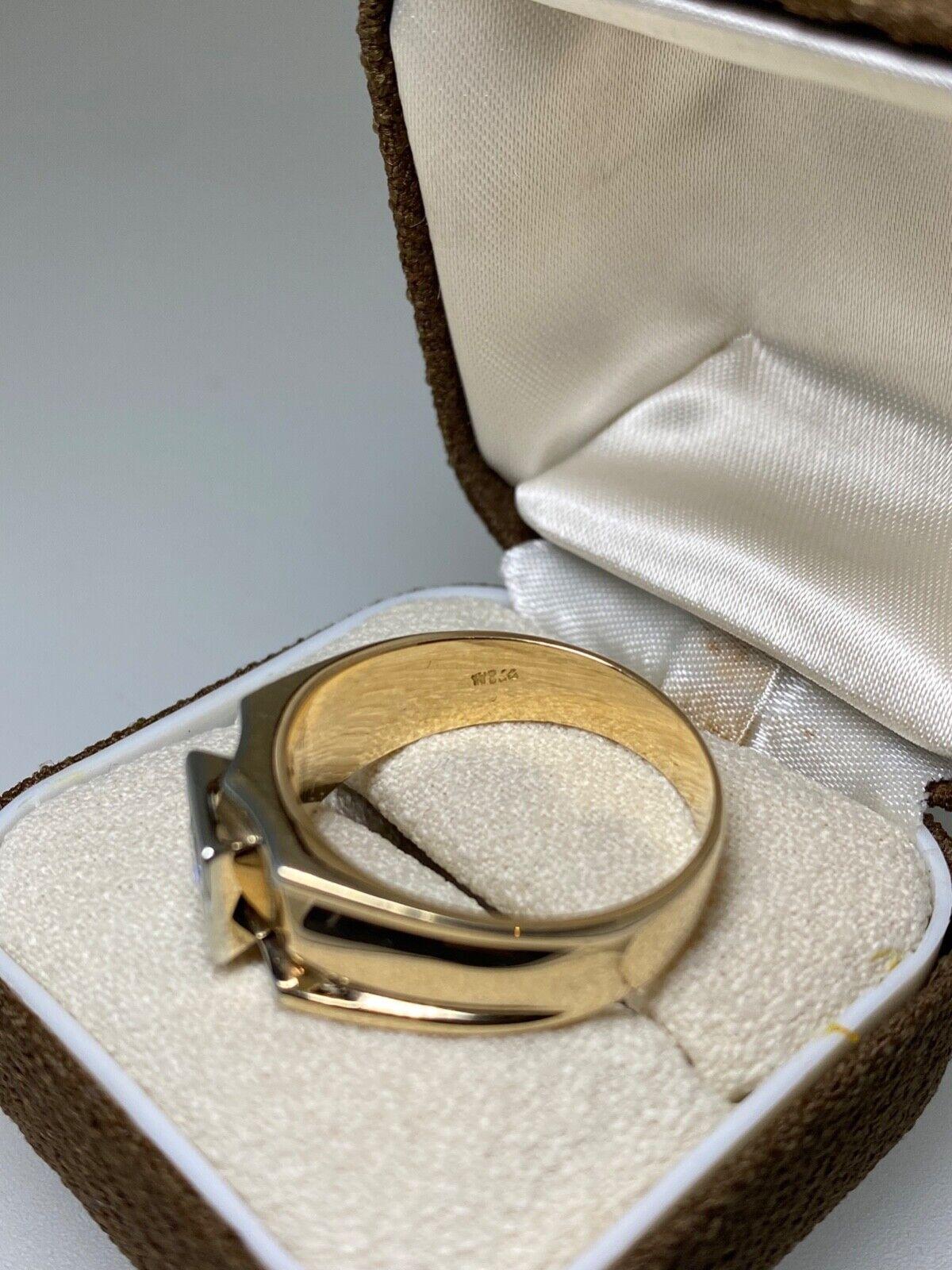Women's or Men's 0.45ct Diamond Mens' Signet Ring in Two-Tone 18K Rose & White Gold. Retro, c1950 For Sale