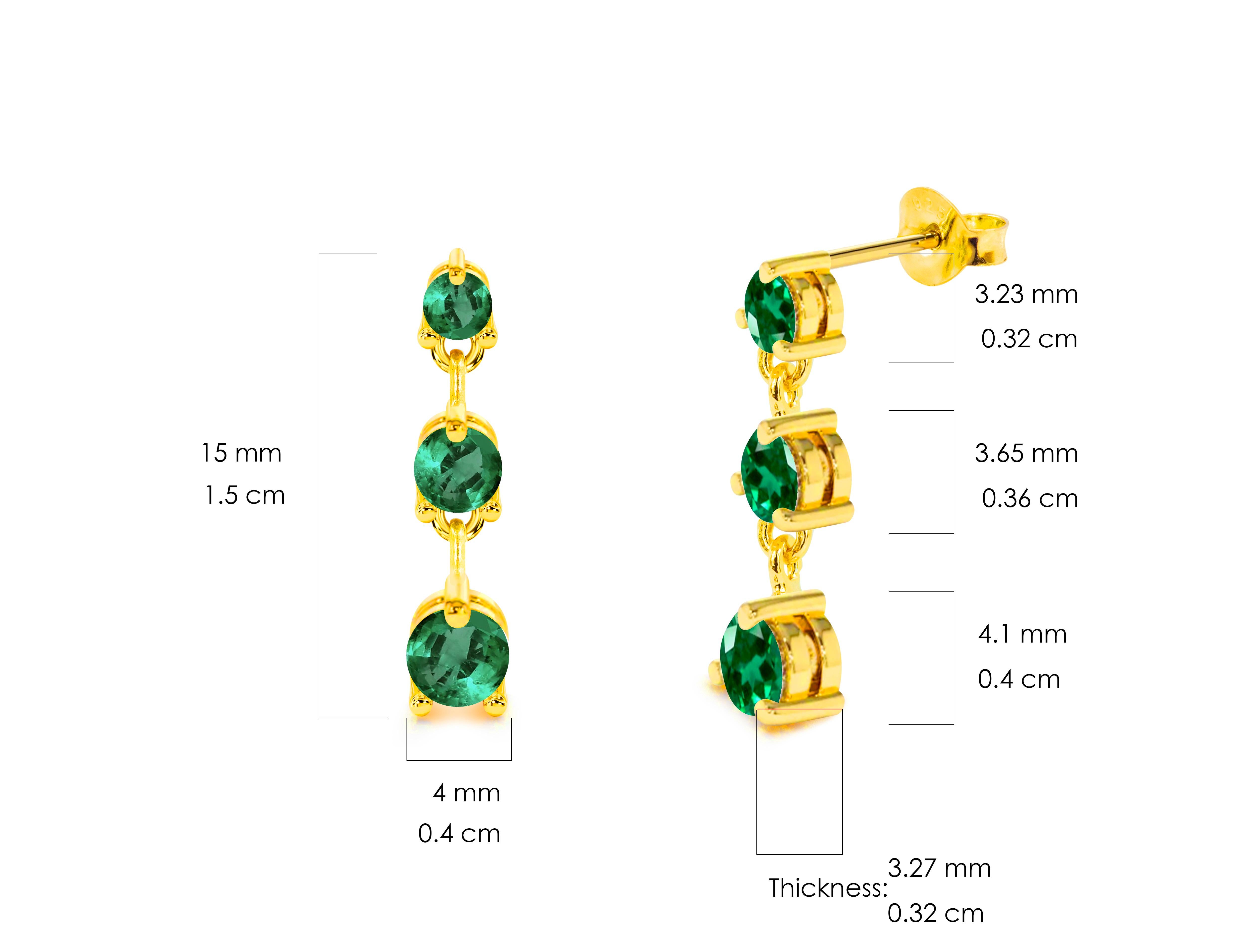 0,45 Karat Smaragd-Ohrstecker aus 14 Karat Gold im Angebot 4