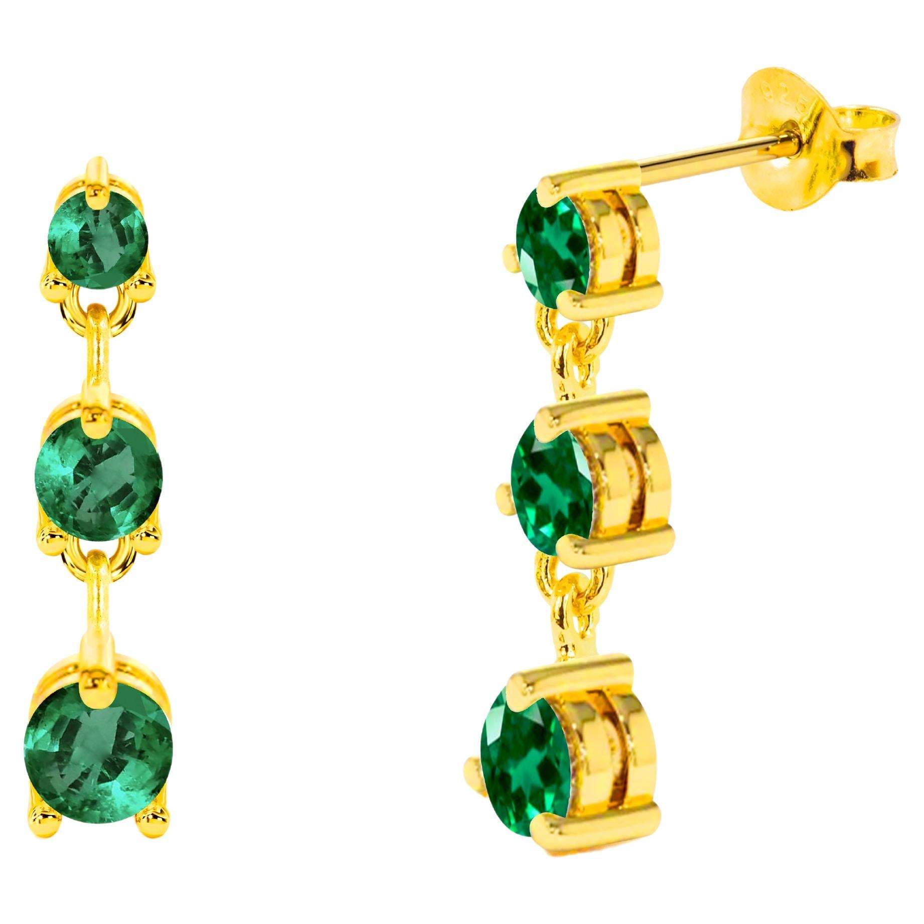 0.45ct Emerald Studs Earrings in 14k Gold For Sale