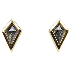 0.45ct Kite Shape Salt & Pepper Diamond Stud Earrings