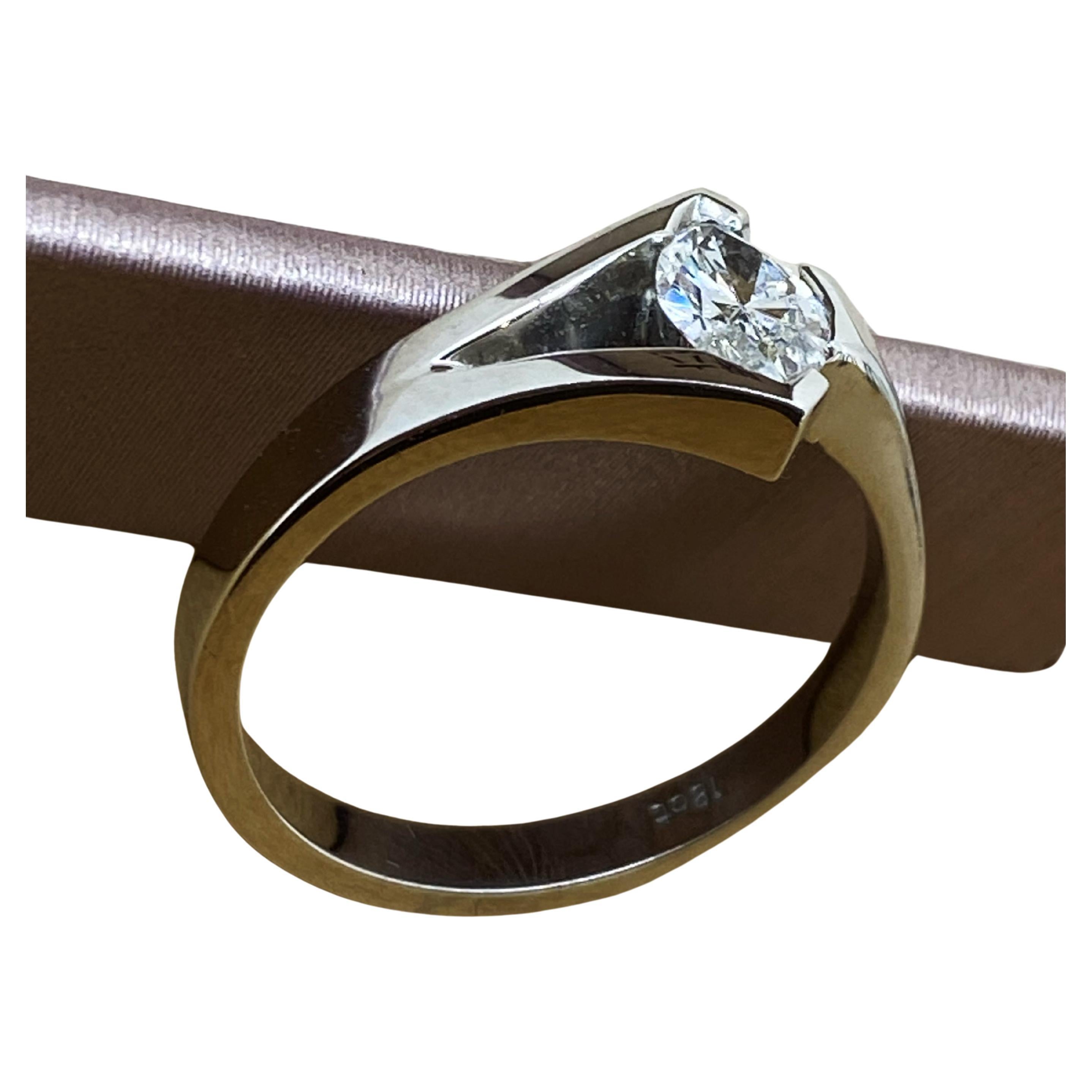 Modern 0.45ct Marquise Cut Diamond Solitaire Engagement Ring in 18K White Gold