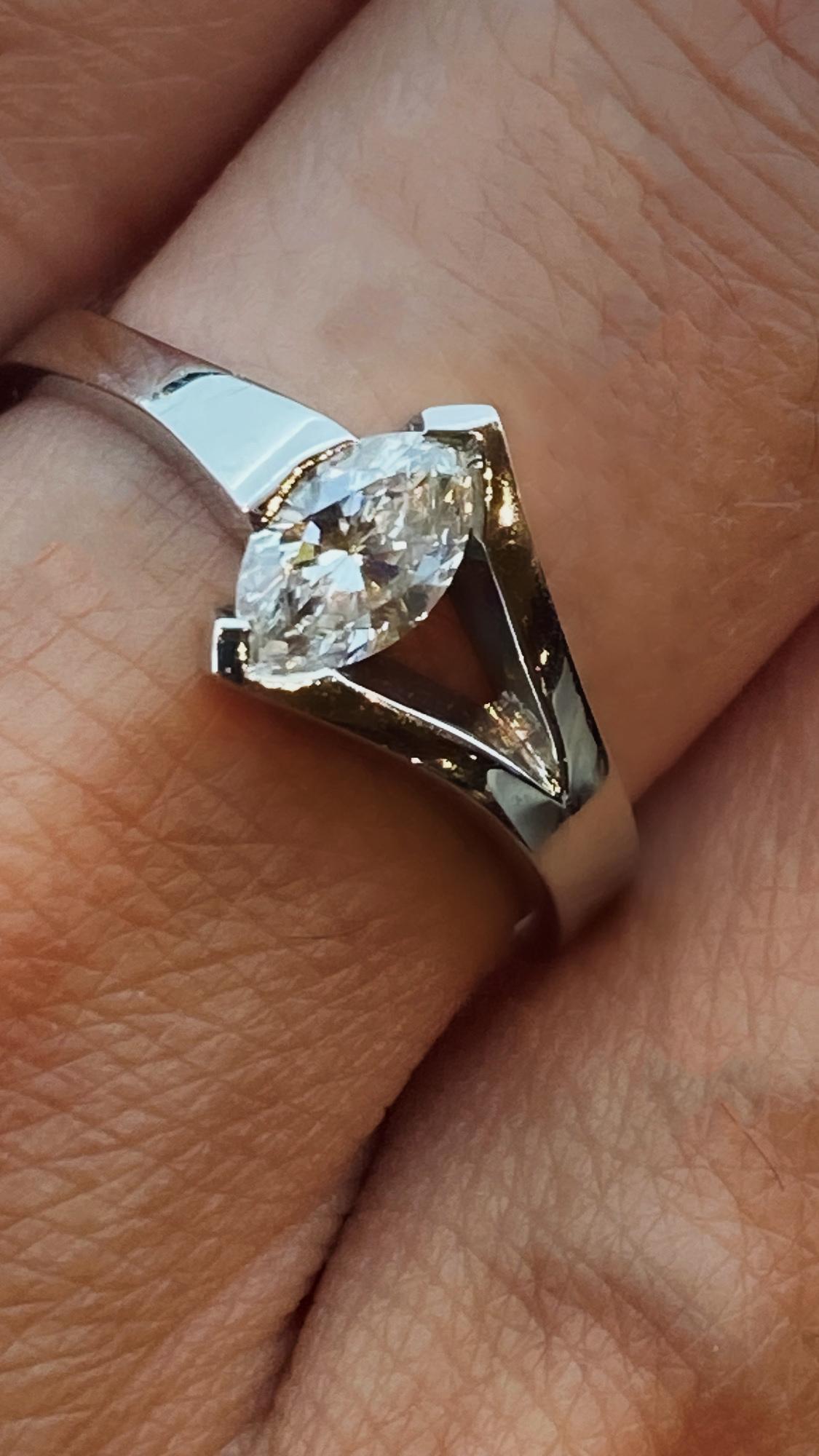 0.45ct Marquise Cut Diamond Solitaire Engagement Ring in 18K White Gold 1