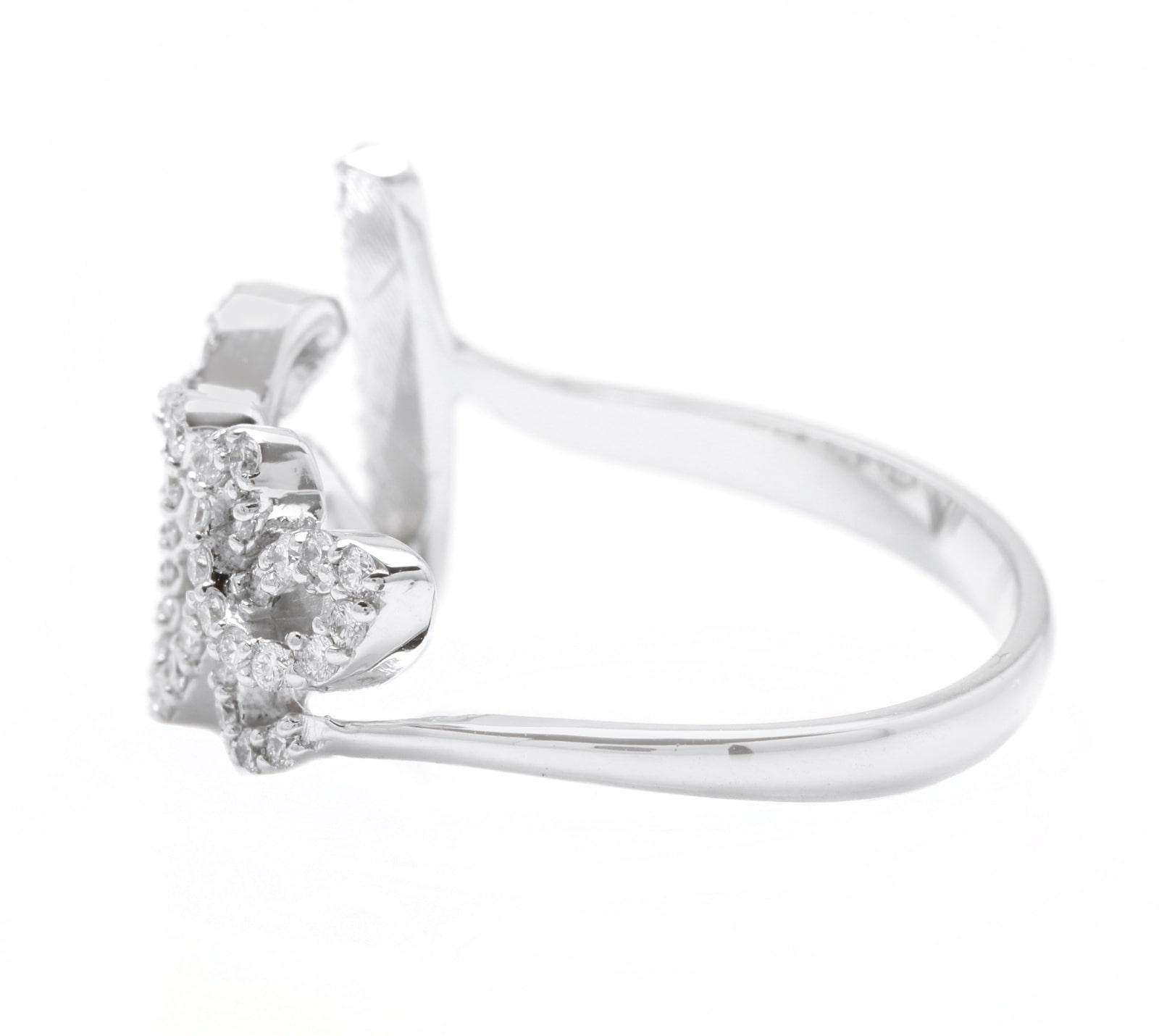 Cute 0.45 Carats Natural Diamond 14K Solid White Gold LOVE Ring

Suggested Replacement Value: Approx. $2,000.00

Stamped: 14K

Total Natural Round Cut Diamonds Weight: Approx. 0.45 Carats (color G-H / Clarity SI1-SI2)

The width of the ring is: