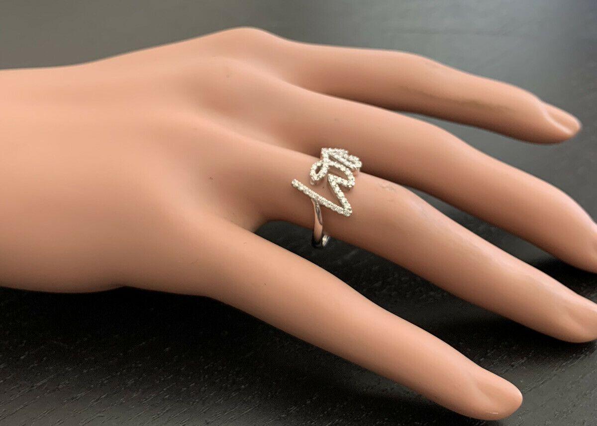 0.45 Carat Natural Diamond 14 Karat Solid White Gold Band LOVE Ring For Sale 1