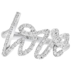 0.45 Quilates Diamante Natural 14 Kilates Oro Blanco Macizo Anillo de Amor