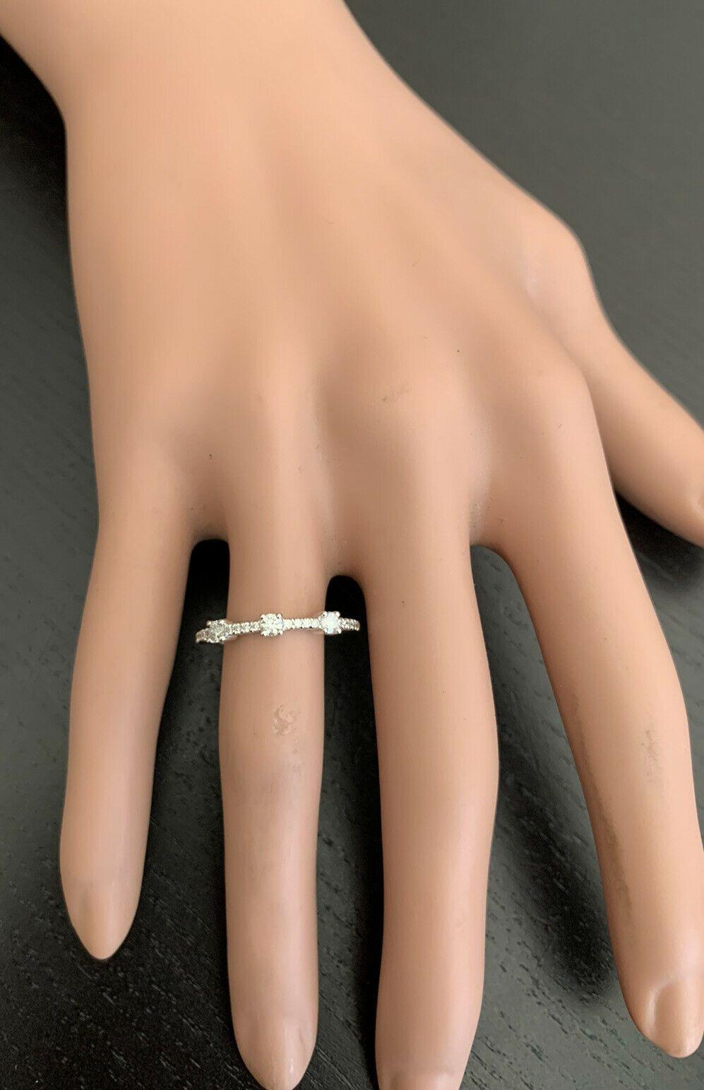 0,45 Karat natürlicher Diamant 14 Karat massiver Weißgold Ring im Angebot 1