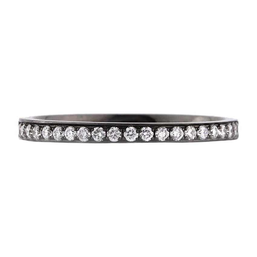 0.45ct Round Brilliant Cut Diamond Micropave Wedding Band in 18k Black Gold