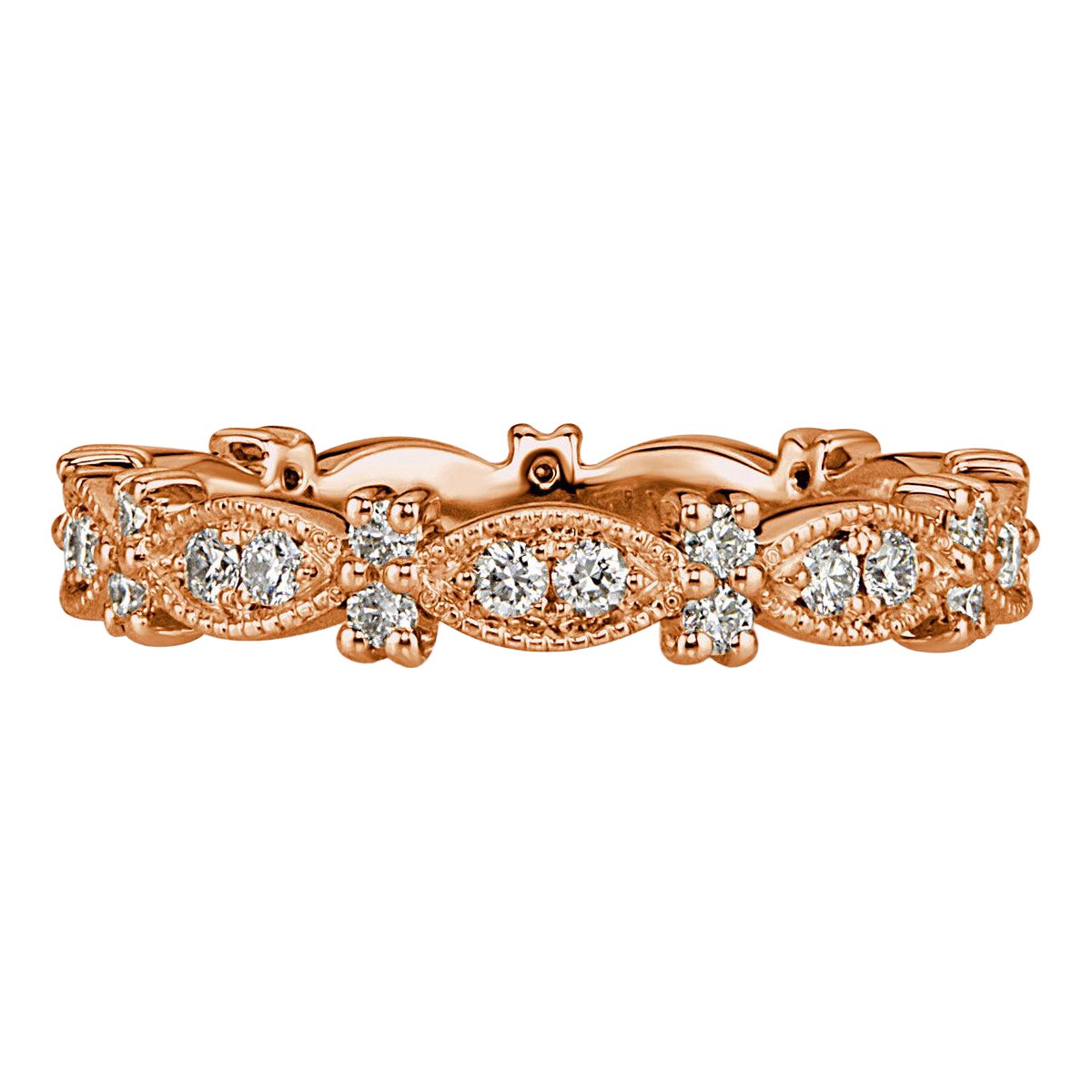 0.45ct Round Brilliant Cut Diamond Milgrain Eternity Band in 18k Rose Gold