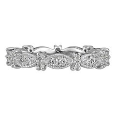 0.45ct Round Brilliant Cut Diamond Milgrain Eternity Band in 18k White Gold