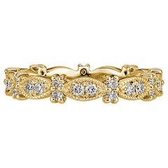 0.45ct Round Brilliant Cut Diamond Milgrain Eternity Band in 18k Yellow Gold