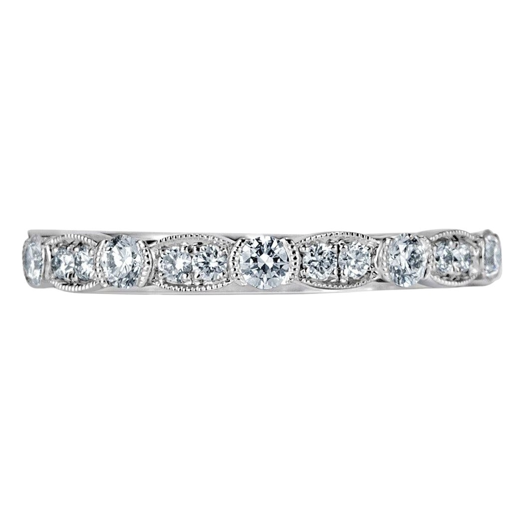 0.45ct Round Brilliant Cut Diamond Wedding Band in 18k White Gold