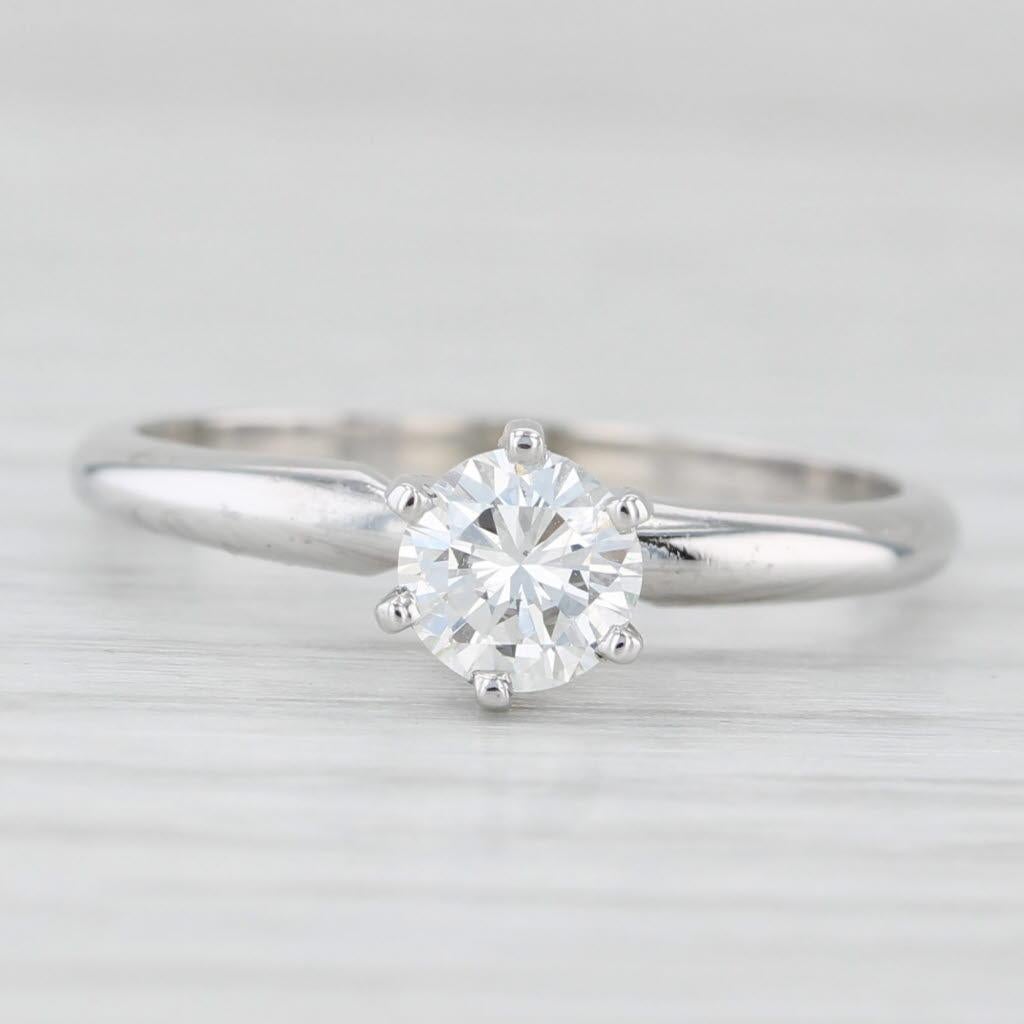 0.45ct Round Diamond Solitaire Engagement Ring 14k White Gold Size 6 im Zustand „Gut“ im Angebot in McLeansville, NC