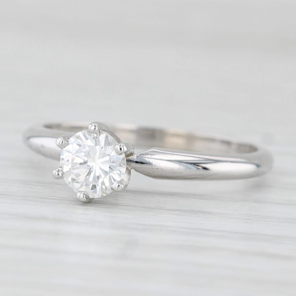 0.45ct Round Diamond Solitaire Engagement Ring 14k White Gold Size 6 im Angebot 1