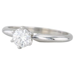 0.45ct Round Diamond Solitaire Engagement Ring 14k White Gold Size 6