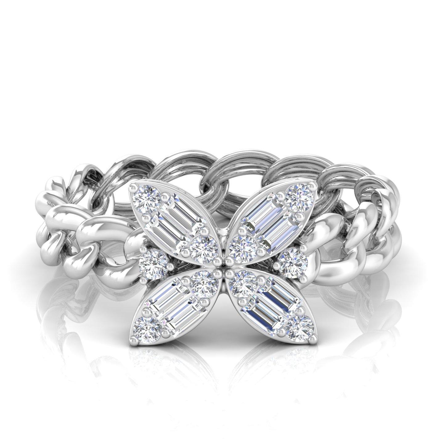 For Sale:  0.45Ct SI Clarity HI Color Baguette Diamond Chain Band Ring 18 Karat White Gold 2