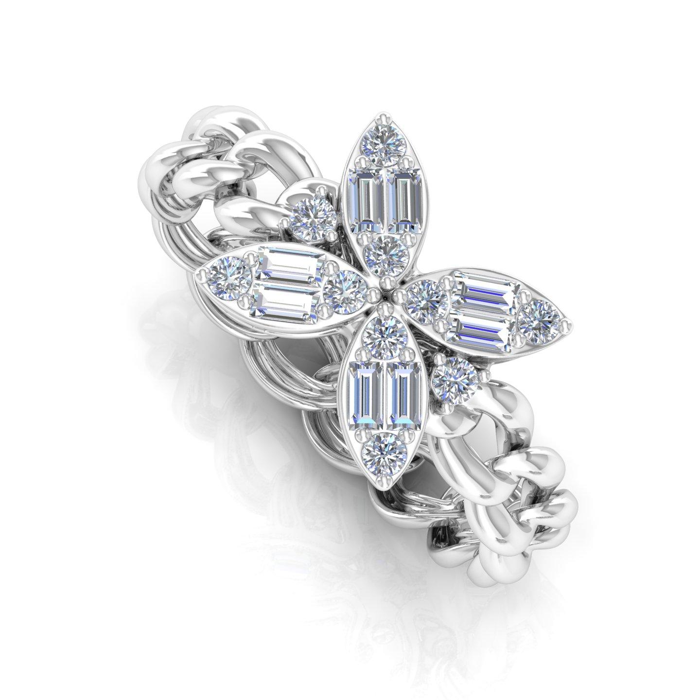 For Sale:  0.45Ct SI Clarity HI Color Baguette Diamond Chain Band Ring 18 Karat White Gold 3