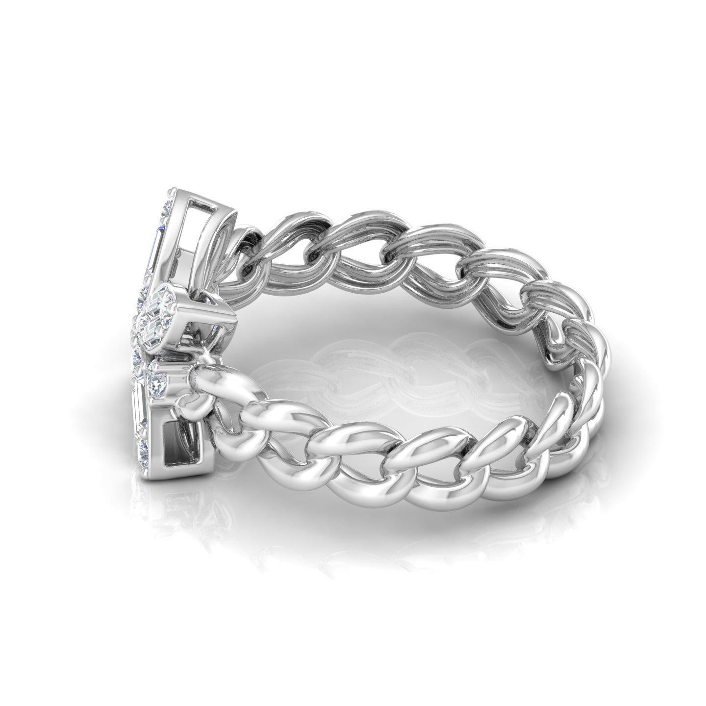 For Sale:  0.45Ct SI Clarity HI Color Baguette Diamond Chain Band Ring 18 Karat White Gold 5