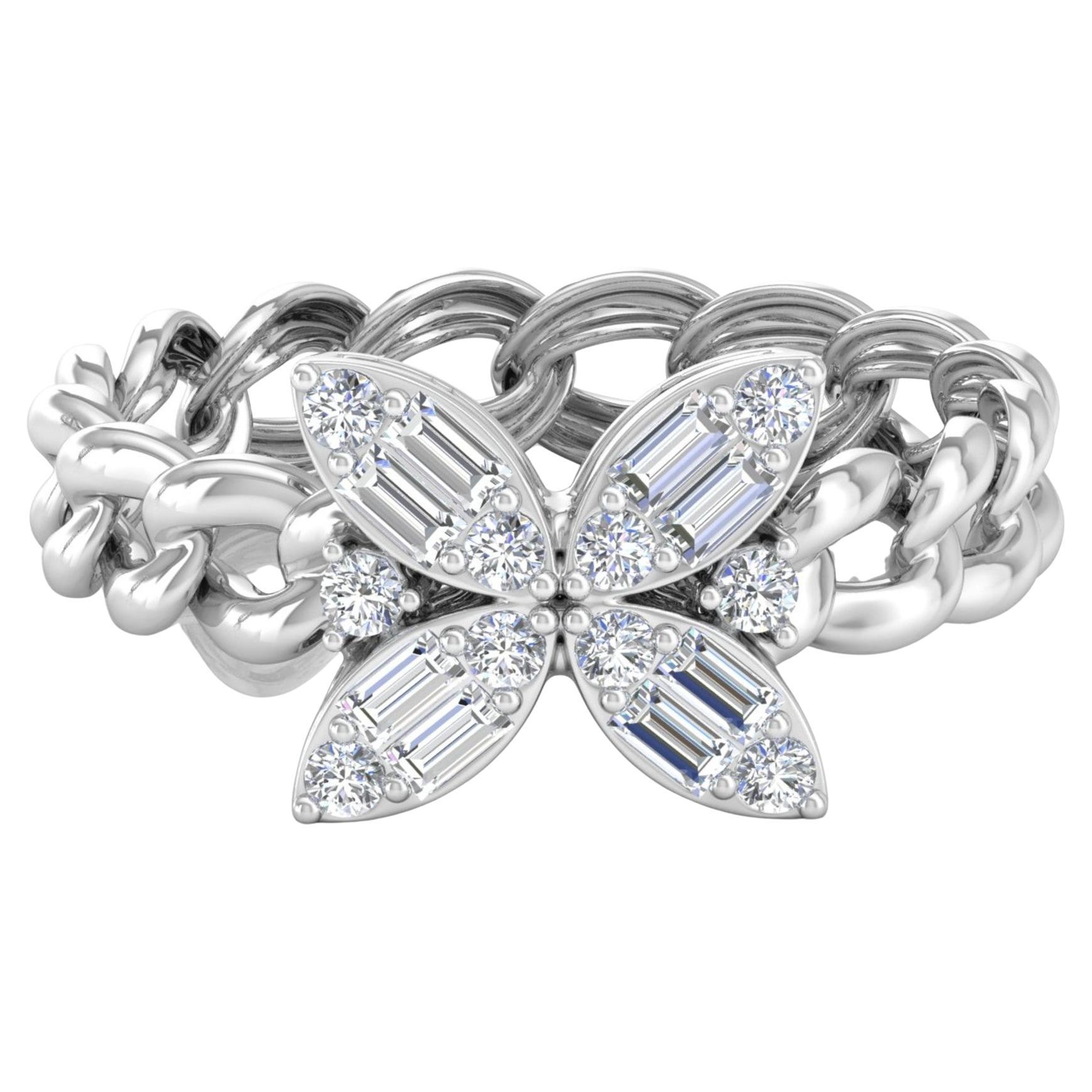 For Sale:  0.45Ct SI Clarity HI Color Baguette Diamond Chain Band Ring 18 Karat White Gold