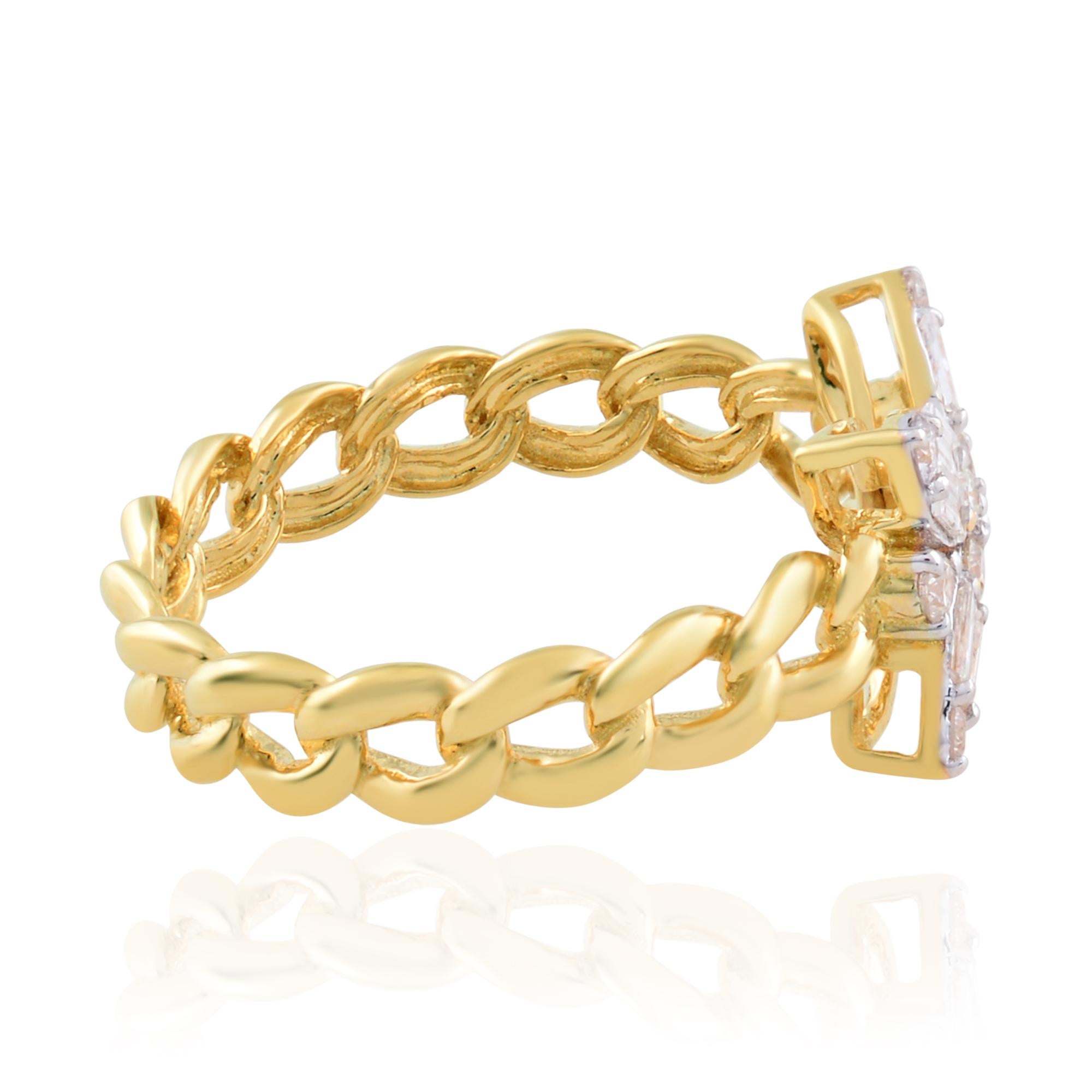 Im Angebot: 0,45Ct SI Reinheit HI Farbe Baguette Diamant Kette Band Ring 18 Karat Gelbgold () 4