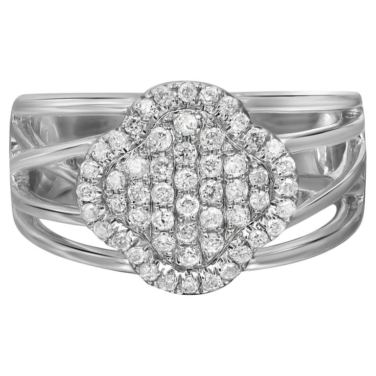 0.45cttw Prong Set Round Cut Diamond Band Ring 14k White Gold For Sale ...