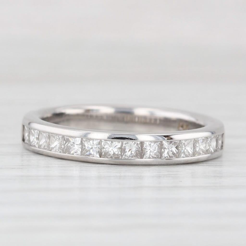 0.45ctw Channel Set Diamond Wedding Ring 14k White Gold Size 4.5 Stackable Band im Zustand „Gut“ im Angebot in McLeansville, NC