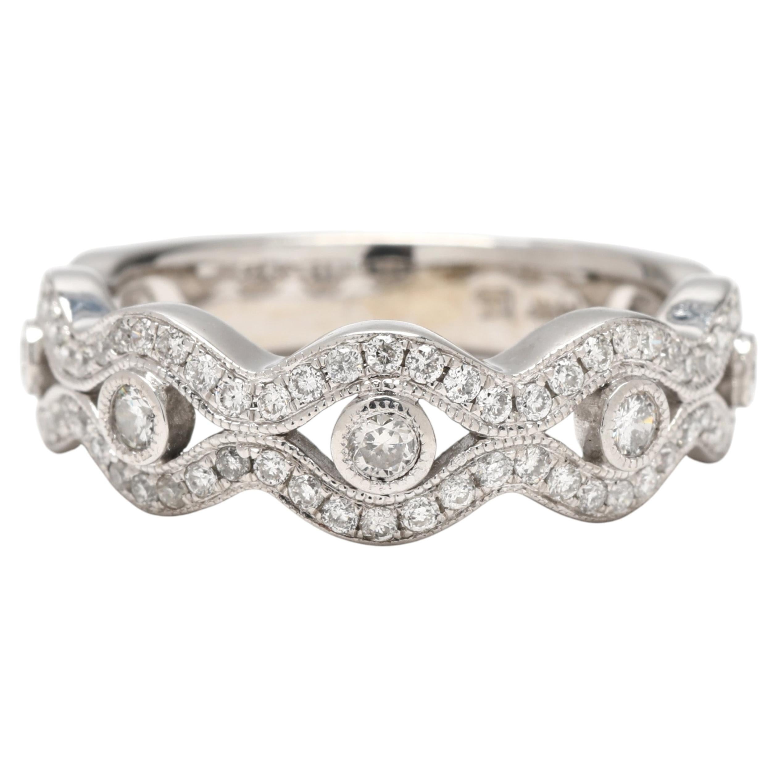 0,45ctw Diamond Curved Band Ring, 14k Weißgold, Ringgröße 6,75