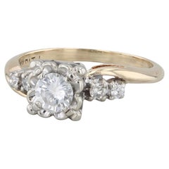 0.45ctw Diamond Engagement Ring 14k White Yellow Gold Size 5 Vintage