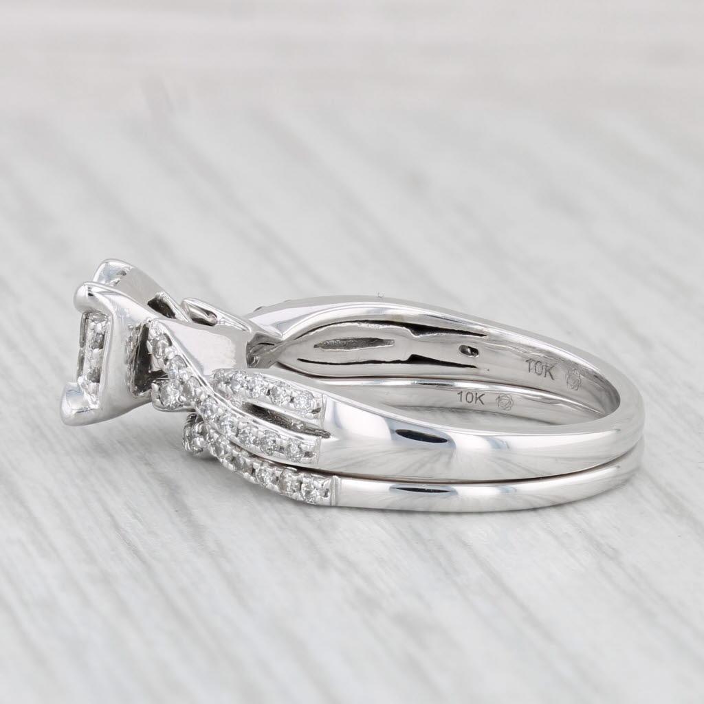 Women's or Men's 0.45ctw Diamond Engagement Ring Wedding Band Bridal Set 10k White Gold Size 7 For Sale