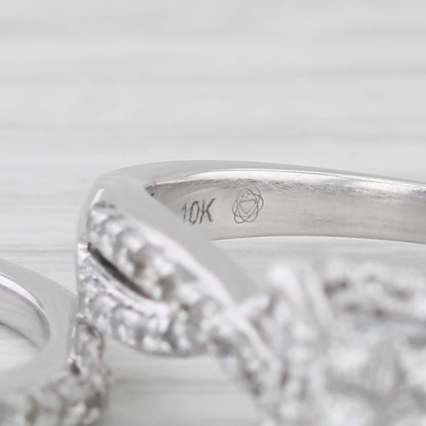 0.45ctw Diamond Engagement Ring Wedding Band Bridal Set 10k White Gold Size 7 For Sale 2