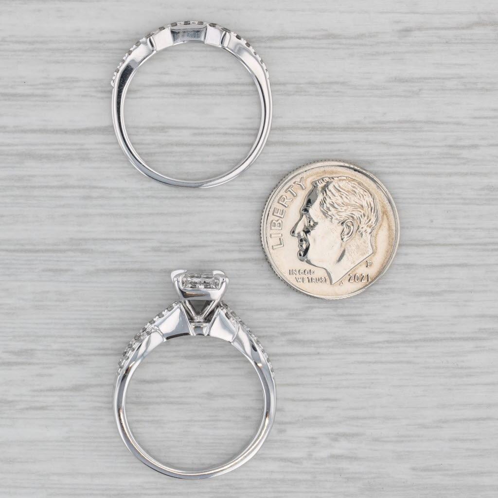 0.45ctw Diamond Engagement Ring Wedding Band Bridal Set 10k White Gold Size 7 For Sale 4