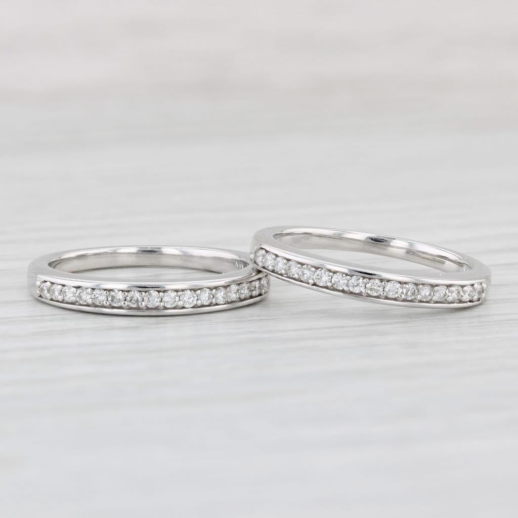 0.45ctw Diamond Rings Set of 2 14k White Gold Size 7 Wedding Bands For Sale 2