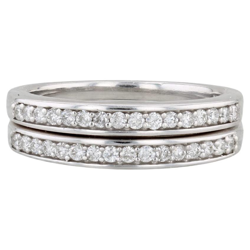 0.45ctw Diamond Rings Set of 2 14k White Gold Size 7 Wedding Bands