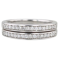0.45ctw Diamond Rings Set of 2 14k White Gold Size 7 Wedding Bands