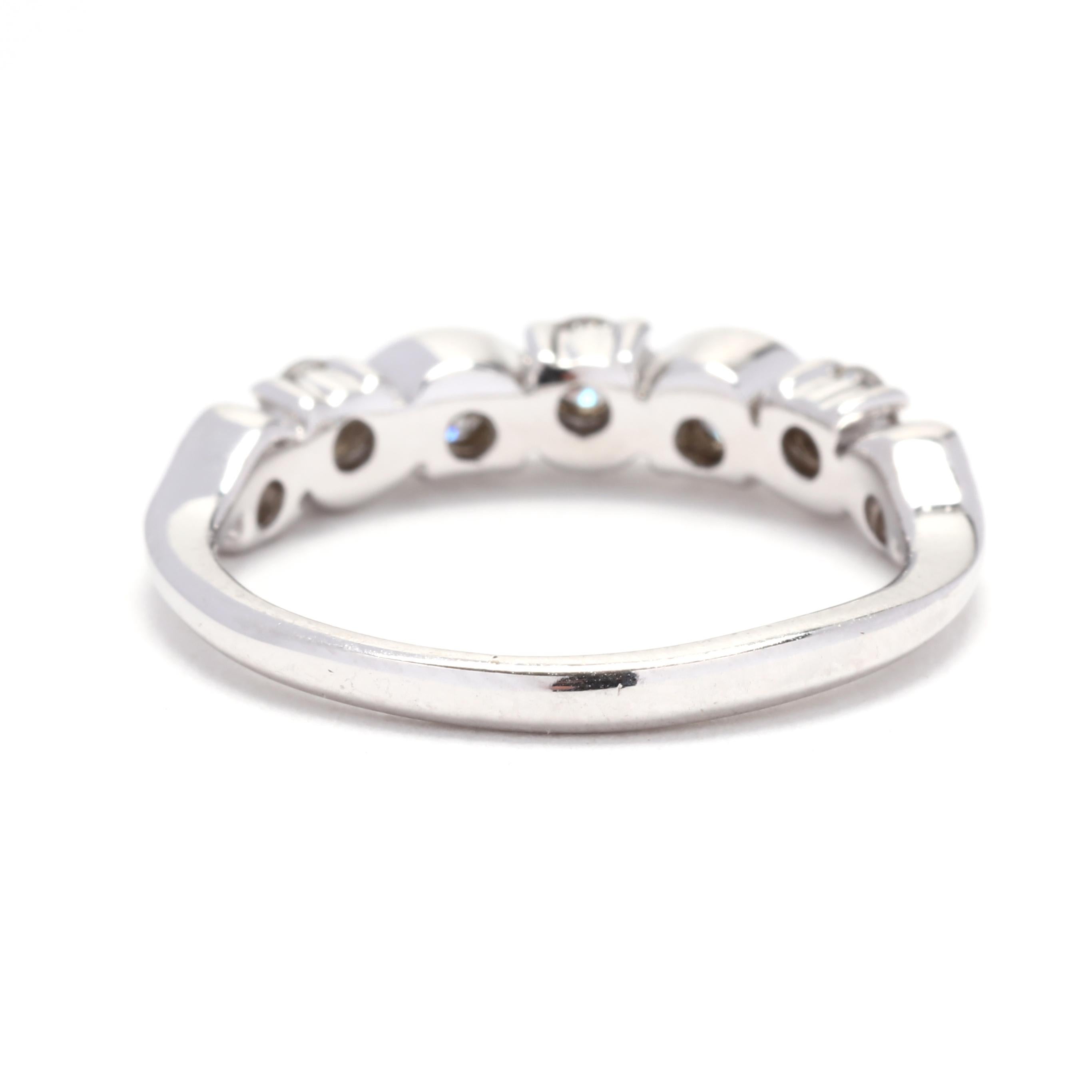 Brilliant Cut 0.45ctw Diamond Swirl Wedding Band, 14K White Gold, Ring Size 4.5, Stackable